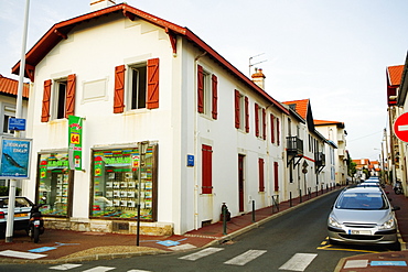 Cars parked in front of houses in a street, Rue Paul Bert, Biarritz, France