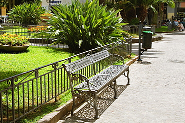 Bench at a roadside, Piazza Sant'Antonino Abate, Sorrento, Naples Province, Campania, Italy