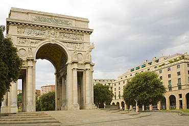 Entrance of a park, Piazza Della Vittoria, Genoa, Liguria, Italy