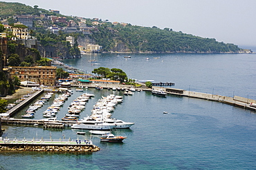 Boats docked at a harbor, Marina Grande, Capri, Sorrento, Sorrentine Peninsula, Naples Province, Campania, Italy