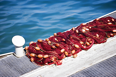 Fishing net on a pier, Marina Grande, Capri, Sorrento, Sorrentine Peninsula, Naples Province, Campania, Italy