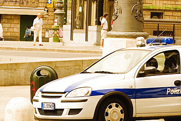 Car parked at the roadside, Genoa, Liguria, Italy