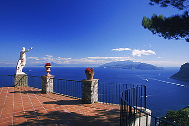 Statue of Augustus Ceasar on a terrace, Naples, Capri, Campania, Italy