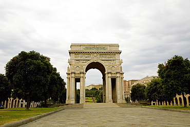 Entrance of a park, Piazza Della Vittoria, Genoa, Liguria, Italy