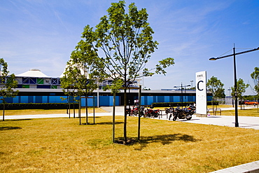 Trees in front of a building, Congres Et Expositions De Bordeaux, Bordeaux, Aquitaine, France