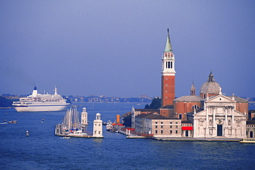 Cathedral at the waterfront, St. Mark's Cathedral, San Giorgio Maggiore, Venice, Veneto, Italy