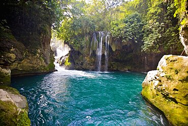 Waterfall in a forest, Puente De Dios, San Luis Potosi, Mexico