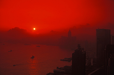 Silhouette of a city during sunset