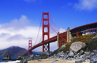 Bridge over a bay, Golden Gate Bridge, San Francisco, California, USA