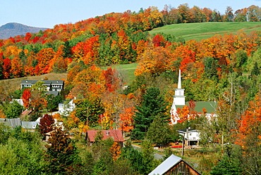 High angle view of houses in a village, Burke Hollow, Burke, Vermont, USA