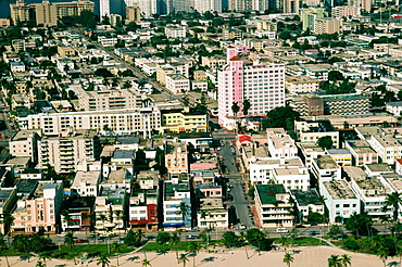 South end of Miami Beath where Art Deco Hotels are located, Florida