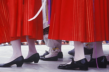 Low section view of a group of women standing