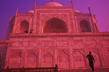 Silhouette of a person in front of a monument, Taj Mahal, Agra, Uttar Pradesh, India