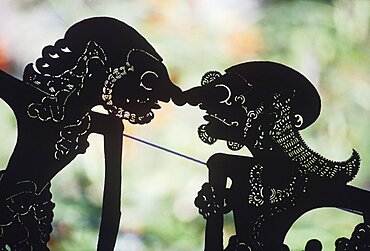 Close-up of shadow puppets