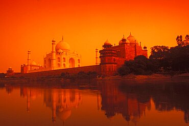 Reflection of a monument in water, Taj Mahal, Agra, Uttar Pradesh, India