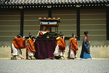 Group of people walking in a procession, Hollyhock festival, Kyoto Prefecture, Japan