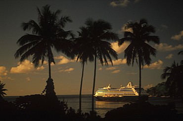 Cruise ship in the ocean, Hawaii, USA