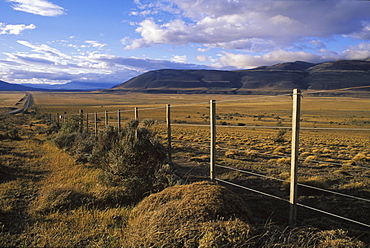 Barbed wire fence on a landscape