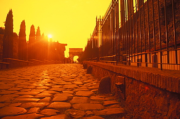 Railing on a street, Italy