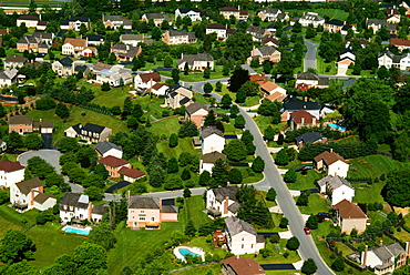 Aerial view of housing subdivision, suburban Washington, DC