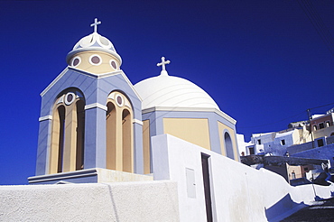 Low angle view of a church, Santorini, Cyclades Islands, Greece