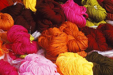 Close-up of wool yarns