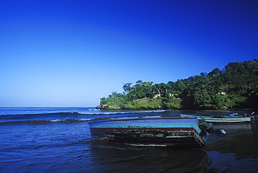 Fishing boat on the beach, Caribbean