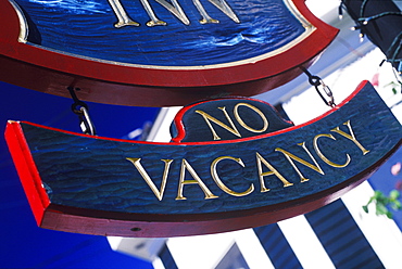 Close-up of a no vacancy sign board