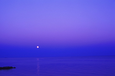 Moon shining over the sea, Cape Cod, Massachusetts, USA 