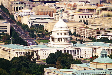 Aerial view of a government building, Capitol Building, Washington DC, USA