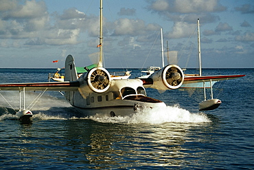 A seaplane landing at St. Croix, U.S. Virgin Islands