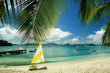 Sailboat on a beach, U.S. Virgin Islands