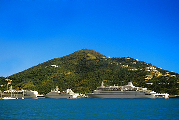 Side view of cruise ships, Charlotte Amalie, St. Thomas, U.S. Virgin Islands