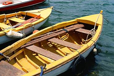 High angle view of rowboats, Saba Caribbean, U.S. Virgin Islands