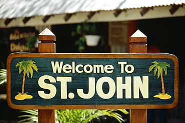 A signage on display, St. John, U.S. Virgin Islands