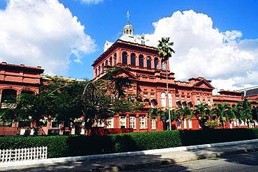 Low angle view of The Parliament Building for Tobago, Port of Spain, Trinidad