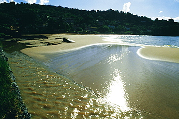 A view of a calm seashore, St. Lucia, Caribbean.