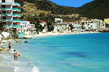 A beach scene on St. Martin, one of the Leeward Islands in the Caribbean