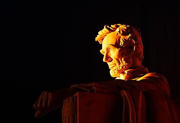 Close-up of an Abraham Lincoln statue, Lincoln Memorial, Washington DC, USA