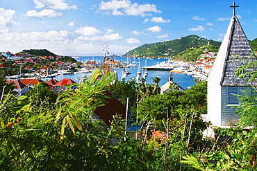 View of a church overlooking the coastline, St. Bant's