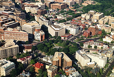 Aerial view of buildings in a city, Dupont Circle, Washington DC, USA