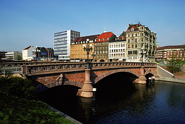 Arch bridge across a river, Hamburg, Germany