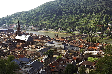 High angle view of buildings in a town, Heidelberg, Germany