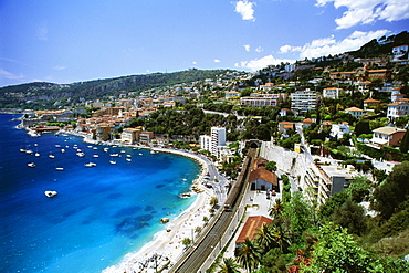 High angle view of a city and a beach, Ville Frenche, France