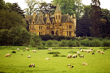 Front view of Ettington Park & Hotel amidst greenery, Stratford, England