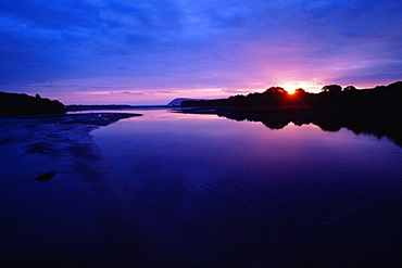 Sunset over Newport Estuary in Pembrokeshire, Wales