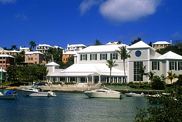 Sailboats are seen near Underwater institute, Hamilton, Bermuda