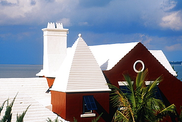 Side view of a building with white rooftop, Bermuda