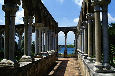 Front view of cloisters on a sunny day, Paradise Island, Nassau, Bahamas