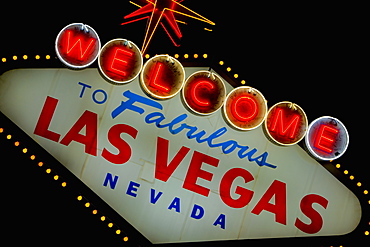 Close-up of Las Vegas sign board, Las Vegas, Nevada, USA